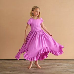 Lavender Boho Dress - Long Ruffle Dress - High-low Hem Ruffle Dress - Full Skirt